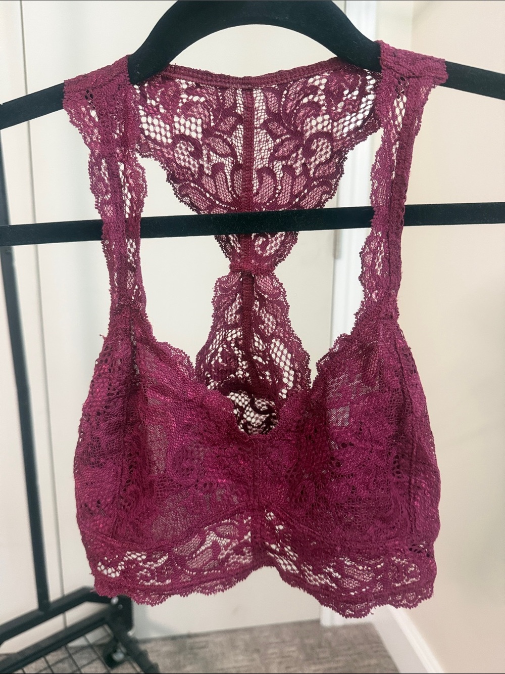 Express Lace Racerback Bralette in Wine
